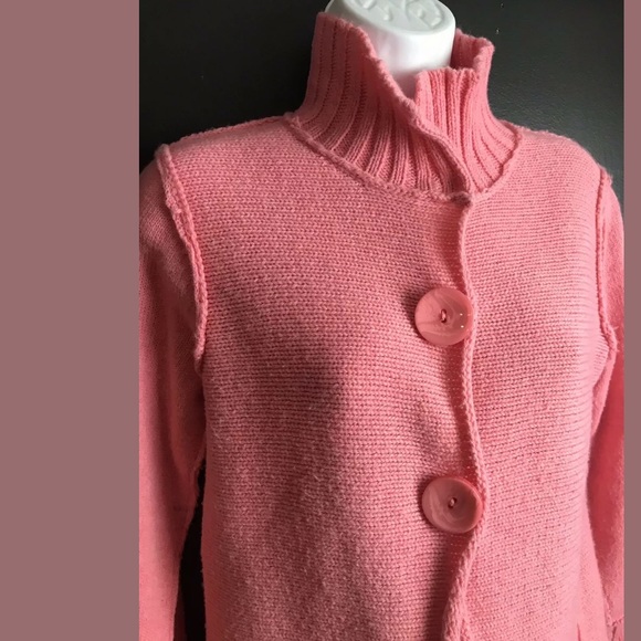SUNDANCE Catalog Cardigan Sweater Pink Snap Wool - Picture 4 of 8